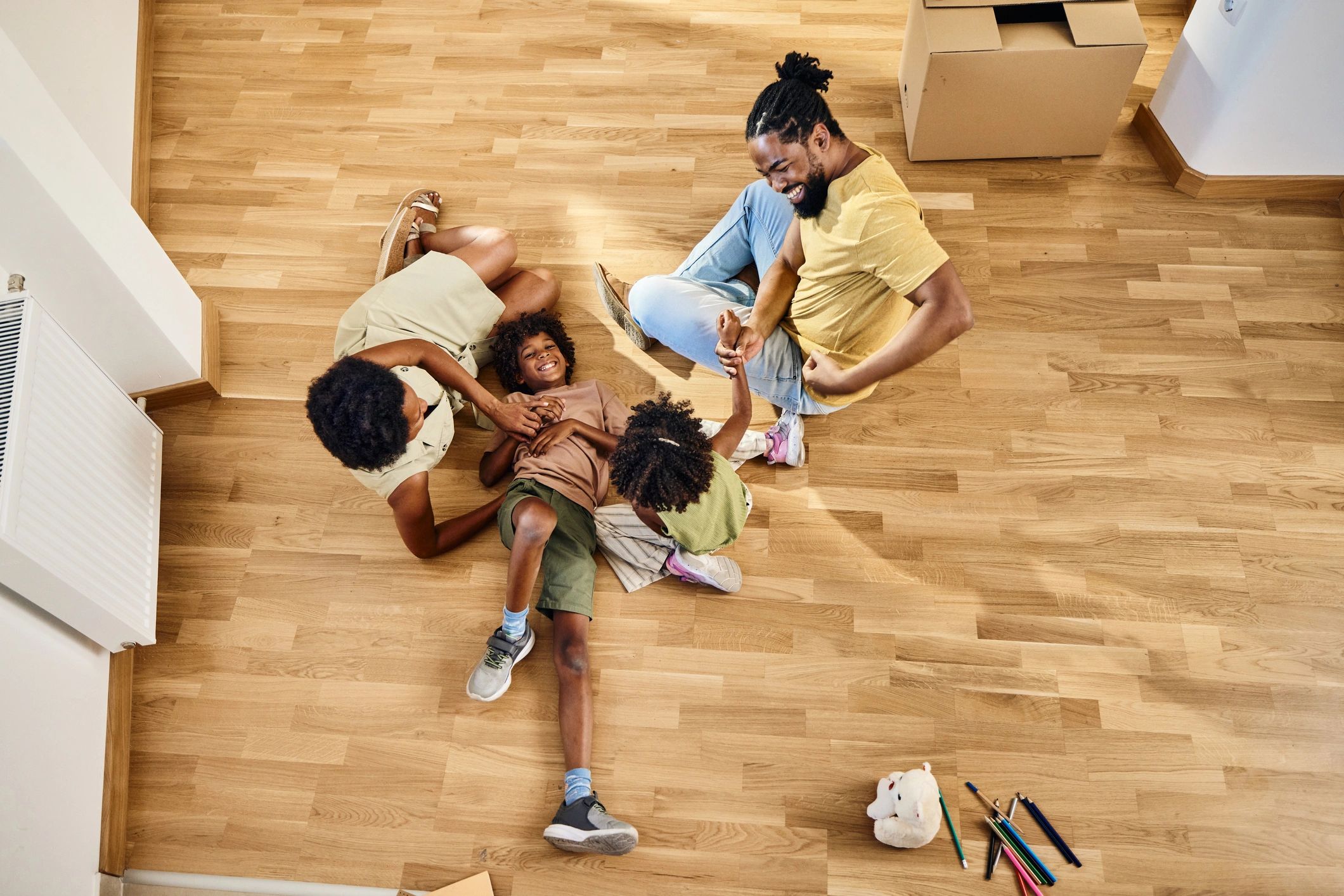 Happy family enjoying their new home