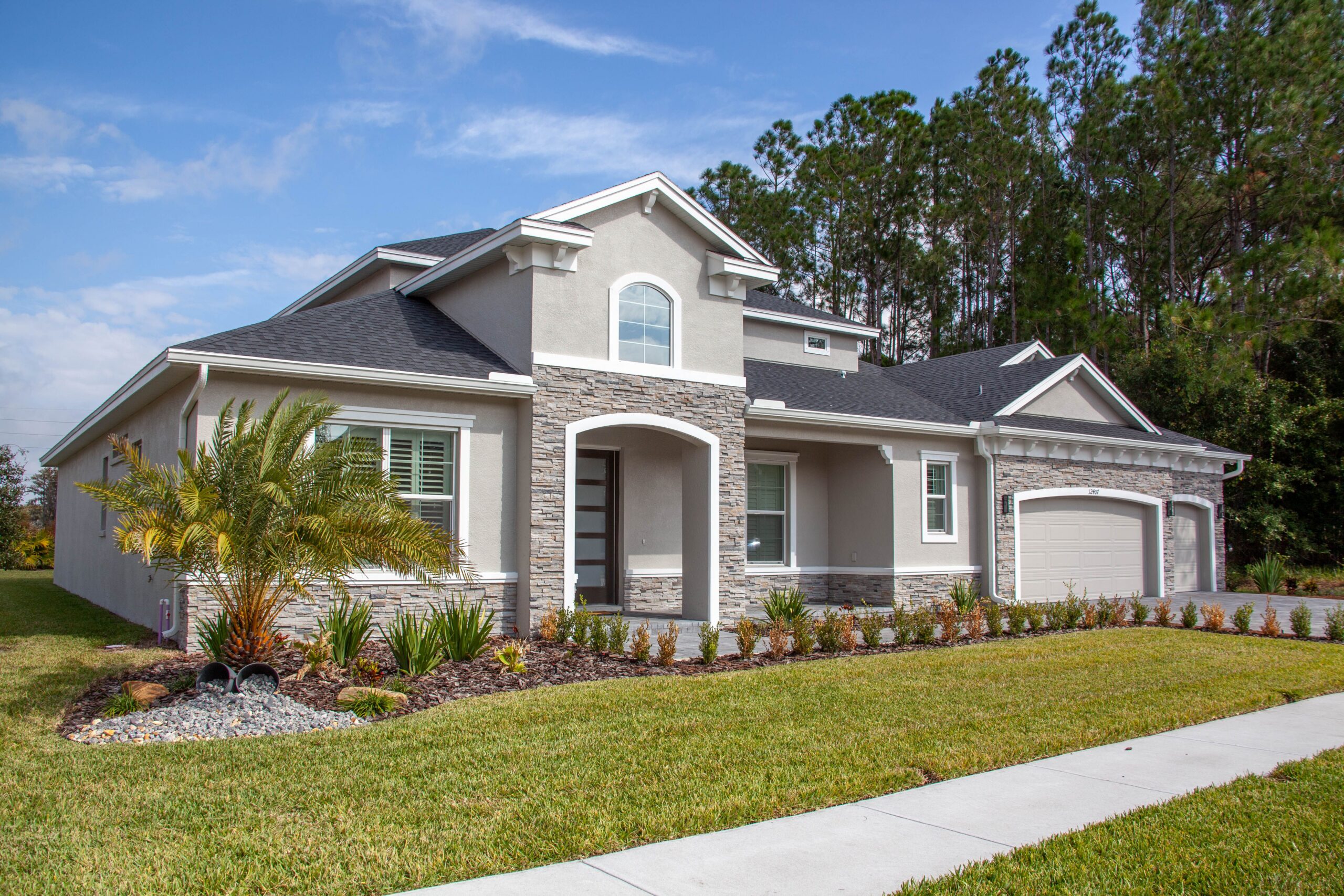 Florida residential property with warm evening light